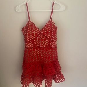Lulus Red Lace Tiered Dress